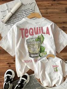 Women's Casual Letter Print T-Shirt, Round Neck, Short Sleeves, For Spring And Summer - White - View 1