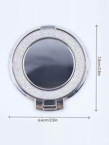 Shiny Sequin Phone Ring Holder, Hidden Makeup Mirror Design, Strong Adhesive Adjustable Phone Stand, Universal Hands-Free Phone Holder, Cute Sparkling Phone Decoration, Suitable For Women And Girls, Glittering Foldable Small Mirror, Portable Phone Case Accessory, Slouchy Makeup Mirror Stand Desktop Viewing Tool - Multicolor - View 12