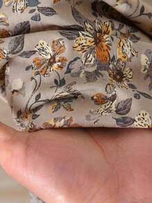 Vestido casual de mujer con estampado de plantas tropicales, cuello redondo y manga corta - Multicolor - Ver 3