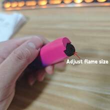 Adjustable Windproof Jet Flame Lighter Without Butane Gas, Mini Portable Torch Lighter, Cute Stylish Lighter For Ladies, Multipurpose Lighter For Camping Barbecue Kitchen Use, Ideal Gift For Women(No Gas) - 藍紅色 - 不含丁烷氣體 - 查看 6