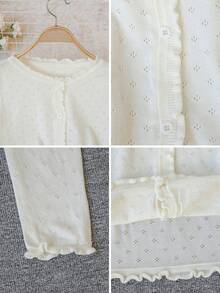 Bộ sưu tập Xuân/Hè 2026 mới: Áo khoác cardigan dệt ren trắng, áo crop top nhẹ nhàng dễ thương cho bé gái, áo khoác chống nắng thiết kế tai gỗ, thích hợp cho các buổi hẹn hò, dã ngoại và Ngày Nhà giáo. - Màu be - Xem 8