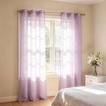 Semi-Sheer Curtains With Grommets For Installation On Standard Rods. The Fine, Airy Fabric Lets In Soft Light, Protects Privacy, And Complements A Variety Of Decorating Styles In Bedrooms And Living Rooms. - 紫色 - 查看 1