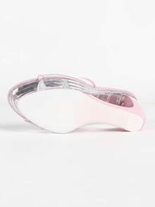 Giày cao gót siêu cao đế bánh mì gót nhọn sexy, sandal tiệc nữ đế xuồng trong suốt đính đá cao nâng cho hộp đêm - Hồng - Xem 3