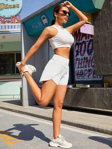 Womens Bike Yoga Shorts Elastic High Waist Shorts Fashion LeWomen's High-Rise Workout Shorts - Lightweight Quick-Dry Athletic Shorts With Zip Pocket, Built-In Liner For Running, Yoga, Gymggings Sports Casual Pants Gym Elastic Workout Shorts - 白色1 - 查看 4