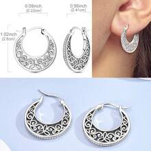 Large 925 Sterling Silver Hoop Earrings For Women, With Vintage Bow Inlaid With Cubic Zirconia And Diamond, Elegant And Stylish Gift, Understated Luxury Jewelry. - KTE626 - 查看 6