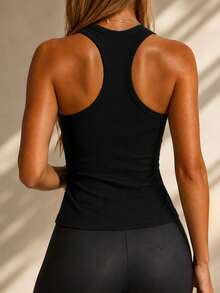 Runway Rest Sujetador deportivo negro de espalda de tirantes para mujer, adecuado para entrenamiento, correr, fitness - Negro - Ver 2