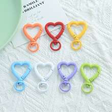 5 piezas Anillos de llave con broche de langosta en forma de corazón giratorio de colores, conector de resorte, hebilla de resorte en forma de corazón rojo pequeño, accesorios de joyería DIY, anillo abierto de corazón esmaltado para llavero, adecuado para bolsos, correas de perro, llaves, fabricación de joyería DIY - llavero de amor - Ver 6