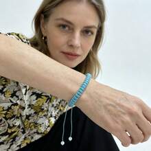 Nuevo brazalete ajustable de primavera/verano con piedras naturales bohemias de turquesa, jade, amatista y aguamarina para uso diario, regalo para mujeres - Aguamarina - Ver 3