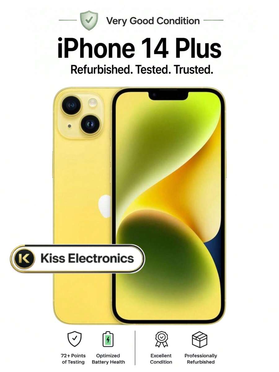 Apple IPhone 14 Plus - Fully Unlocked Very Good - Grade B Condition Refurbished - Yellow - View 1