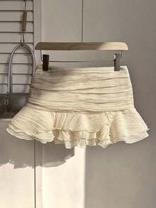 Summer Skirt – Short Cut, Ruffles At The Hem – Perfect For Holiday Or Beach Looks - 淡紫色 - 查看 8