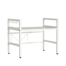 Giá đỡ lò vi sóng 2 tầng có thể điều chỉnh, kệ đựng đồ nhà bếp dày dặn với 6 móc treo. - Trắng - Xem 11