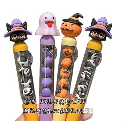 2/3 Stück Halloween drehbare Perlenhalter Stifte, lustige Kürbis neutrale Stifte mit süßem hochwertigen Design, Halloween-Themen drehbare neutrale Stifte, Spaß Stressabbau Stifte, Cartoon Schwarze Katze Kürbis Geist geformt, drehbare Perlendesign, geschmeidiges Schreiben, kreatives Spaß Schreibwaren Geschenk