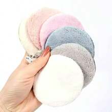 6pcs 80mm Round Reusable Makeup Remover Pads, Soft Sponge Face Cleansing Pads For Facial Skin Care, Suitable For All Skin Types - Multicolor - View 6