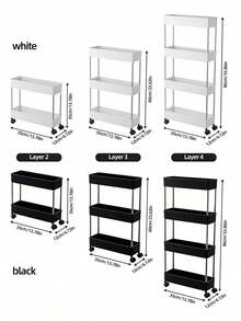 1 pieza Carrito de utilidad práctico móvil de 3/4 niveles, estante de almacenamiento con partición móvil, adecuado para cocina, baño, sala de estar, estante de almacenamiento delgado - Multicolor - Ver 12