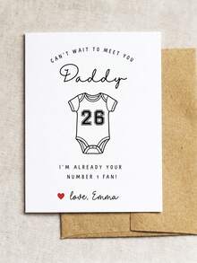 1pc Custom "Daddy" Baby Card, Custom Text,Custom "Can't Wait To Meet You Daddy" Father's Day Card, Personalized Baby Card For Expecting Dad, Pregnancy Announcement Gift For New Dad-To-Be - Multicolor - View 8