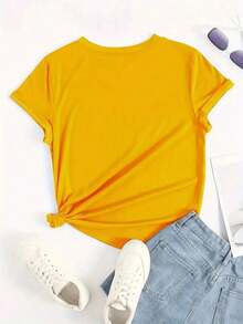 Hottest Summer T-Shirt : Pure Cotton Graphic Tee For Women, Daisy Print, Floral Lavender Spring Flower, Loose Fit, Crew Neck, Short Sleeves, Everyday Wear, Day And Night, Stylish, Pure Cotton Tee. A Chic And Popular Party Tee - 黃色 - 查看 4