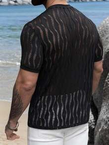 The Hottest Item Of The Summer: Men's Casual Short-Sleeved Crew Neck T-Shirt With Graphic Letter And Palm Tree Print, Perfect For Summer, A Gift For A Boyfriend, For Going Out, Vacations, Stylish, Popular, Party T-Shirt. - 黑色 - 查看 2