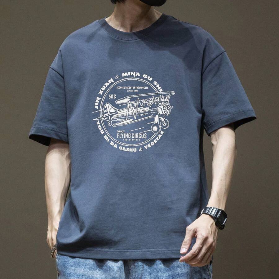 Men's Fashion Brand T-Shirt 2026, New, Short Sleeve, Summer, Pure Cotton, Men's T-Shirt, Men's Medium Sleeve T-Shirt. - 玫紅色 - 查看 1