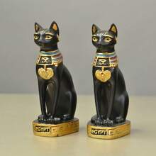 1/2pcs Vintage Egyptian Style Cat Statue Decor, Perfect Birthday Gift For Mini Animal Figurine Decor At Home And Garden, Cute Decorative Accessory For Desk, Kitchen, Office Whiteboard, Storage Cabinet And Dishwasher, Kitchen Decor, Home Decor, Valentine's Day Gift, Gift For Friends And Family - Multicolor - View 3