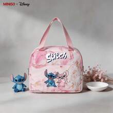 MINISO X Disney Stitch Angel Pink Marble 3Pcs Backpack Set Cute School Bag With Insulated Lunch Box Pencil Case Durable Travel Daypack For Daily Outdoor Trips - Color 1 - View 3