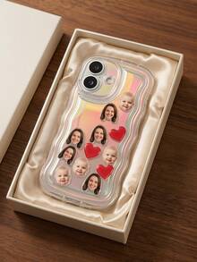 Customizable Photo Phone Case, Made Of Laser-Resistant Acrylic Material With Shock-Absorbing Wavy Frame, Allows Custom Photo Uploads, Built-In Vibrating Toy Decor, Suitable For Parent-Child/Family Amusing Phone Protective Cover - Multicolor - View 6