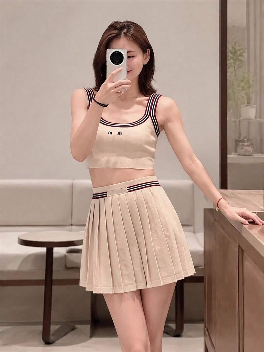 Women Two-Piece Outfits - Apricot - View 1