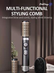 PinkSings 3-In-1 Rotating Hot Air Brush Set, Hot Air Styling Brush With 2 Rotating Brush Heads (1.5 Inch And 2 Inch), One-Step Hot Air Styling Brush, Smooth Styling - Black - View 7