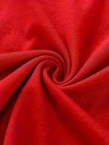 Camia de Manga Corta con Cuello Redondo para Mujeres - Lindo Patrón de Panda y Oso con Texto "Every DUDU Needs a Bubu", Top Casual Rojo Brillante, Lavable a Máquina, Cómodo para Todas las Estaciones, Diseño de Moda de Primavera, Impresión Duradera, Suelta y CómodaPure-Cotton - Rojo - Ver 4