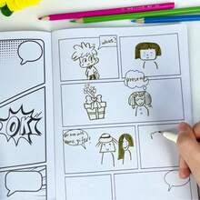 32 Pages Blank Comic Book, DIY Story Drawing Notebook, Creative Comic Panels, Diary For Boys & Girls, Creative Art Practice Book - Multicolor - View 6
