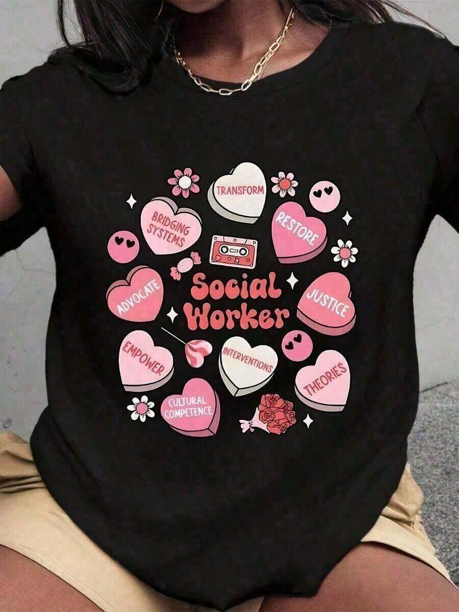 New Summer 2026 Collection: Romantic And Cute Women's T-Shirt With Sparkling Heart And XOXO Bow Design, Red Ribbon Detail, Western Style For Celebrations And Vacations. Graphic T-Shirts For Men And Women, Summer Clothes, Summer Tops, Casual Loose Short Sleeve Graphic T-Shirts, Cool Summer Clothes For Women. - 黑色 2 - 查看 1
