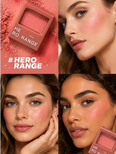 HERORANGE บลัชออนเดี่ยว เนื้อนุ่มละมุนดุจแพรไหม ฟินิชแมตต์ สีธรรมชาติ ช่วยให้แก้มดูมีชีวิตชีวา ติดทนนาน เหมาะสำหรับออกเดท เทศกาล ดนตรี และการแสดงบนเวที