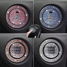 Crystal Rhinestone Diamond Decor Car One-Touch Start Button Protective Sticker, Interior Button Sticker - One-piece Start Button Protective Cover - View 1