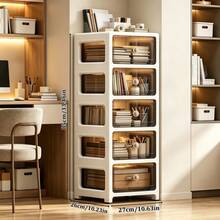 Office Storage Trolley, 3/4/5/6/7-Tier Multi-Functional Organizer Cart With Drawers &Wheels, Rolling Office Storage Shelf. It Serves As A Slim Gap-Side Rack Suitable For CubiclesAnd Home Offices, Ideal For Storing Documents, Books, Snacks And Other Practical Office - 透色 - 查看 11