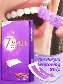 7D White & Purple Teeth Whitening Strips Color Correction 7/14/21/28/42 Pairs Peroxide-Free Gentle Removal Of Coffee Tea Smoke Stains Ultra-Thin Adhesive 7-Day Visible Whitening Suitable For Dating Party Daily Care - 打條 - 查看 2