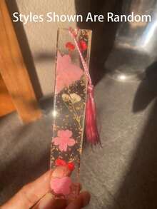 1/2个亚克力花朵书签，带彩色流苏的花卉书页夹，透明书夹，完美的圣诞礼物（紫色/黄色/粉色/蓝色） - 彩色 - 查看 14