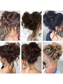 Wavy Curly Short Vintage Fluffy Natural Hair Claw Ponytail, Slightly Color Difference - Ponytail Clip - View 7