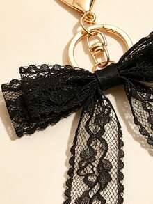1pc Double-Layer Lace Bow Keychain, Minimalist Elegant Lady Bag Charm Accessory, Casual Bohemian Street Cute Party Zinc Alloy - Multicolor - View 9