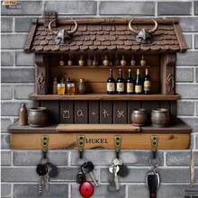 1pc 2D Flat Vintage Camper Key Hook - Wooden Multifunctional Decorative Key Holder With 4 Metal Hooks, Wall Decor, Room Decor, Year-Round Home Decor (11.8 X 9 Inches), Halloween And Christmas Decoration - Dark Grey - View 4