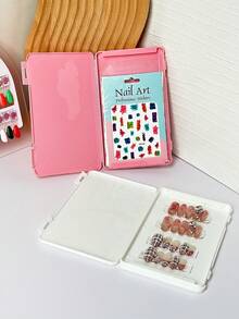 1pc Colorful Nail Art False Eyelash Storage Box, Portable Flip-Cover Nail & Lash Display Case - Multicolor - View 2