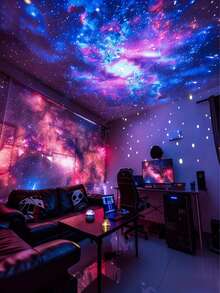 [Aurora Starry Sky Projector] 7 Light Effects Galaxy Aurora LED Star Sky Projection Lamp With Remote Control, USB Powered Night Light, Suitable For Bedroom, Camping, Wedding And Home Decor, Excellent Valentine's Day Gift - Multi-color light - View 5