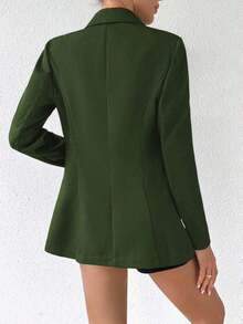 MEXChiquease Blazer Para Mujeres, Solapas Con Cuello Y Un Solo Botón Con Manga LargaMEX YC59 - Verde - Ver 2