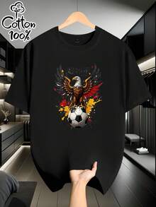 Camiseta suave 100% algodón para hombre, de manga corta, con el diseño temático 'Bundesadler' de la serie , hecha de 100% algodón puro. Este estilo casual es perfecto para cualquier temporada, lo que lo convierte en una excelente opción para el uso diario. También es un excelente regalo para hombres. Camiseta de algodón transpirable, combina con todo. - Negro - Ver 7