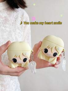 1pc Angel Wing Girl Bluetooth Earphone Case Suitable For Airpods Pro/Pro2/Pro3/Airpods4 Earphone Protective Cover - Light Yellow - View 3