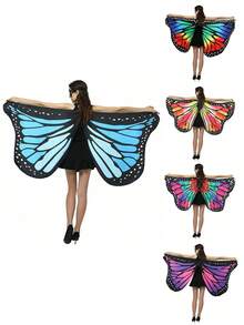 Women's Oversized Butterfly Wing Cape, Halloween Fairy Wing Costume, Adult Party Masquerade Carnival Cosplay Decorative Cape - Multicolor - View 3