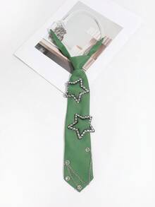 1 pieza Bufanda de unicolor con cadena de strass con diseño de estrella para mujer, de diseño exclusivo y versátil para la escuela, la calle y el uso diario - Multicolor - Ver 13