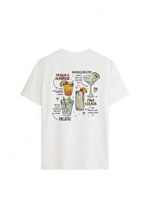 Women's Short Sleeve Crew Neck Graphic Slogan T-Shirt, Loose Casual Style, White Cotton, Y2k, Perfect For Vacation And Everyday Summer Look. - 白色 - 查看 4