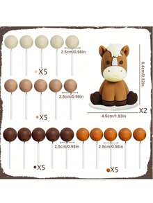 22pcs Or 1pc Cowboy Cake Toppers, Brown Foam Ball Pony Cake Decorations, Western Cowboy Rodeo Theme Cake Decor, Men's Birthday Cake Toppers, First Rodeo Cake Decorations (Please Use With Tray And Sticks) - Multicolor - View 2