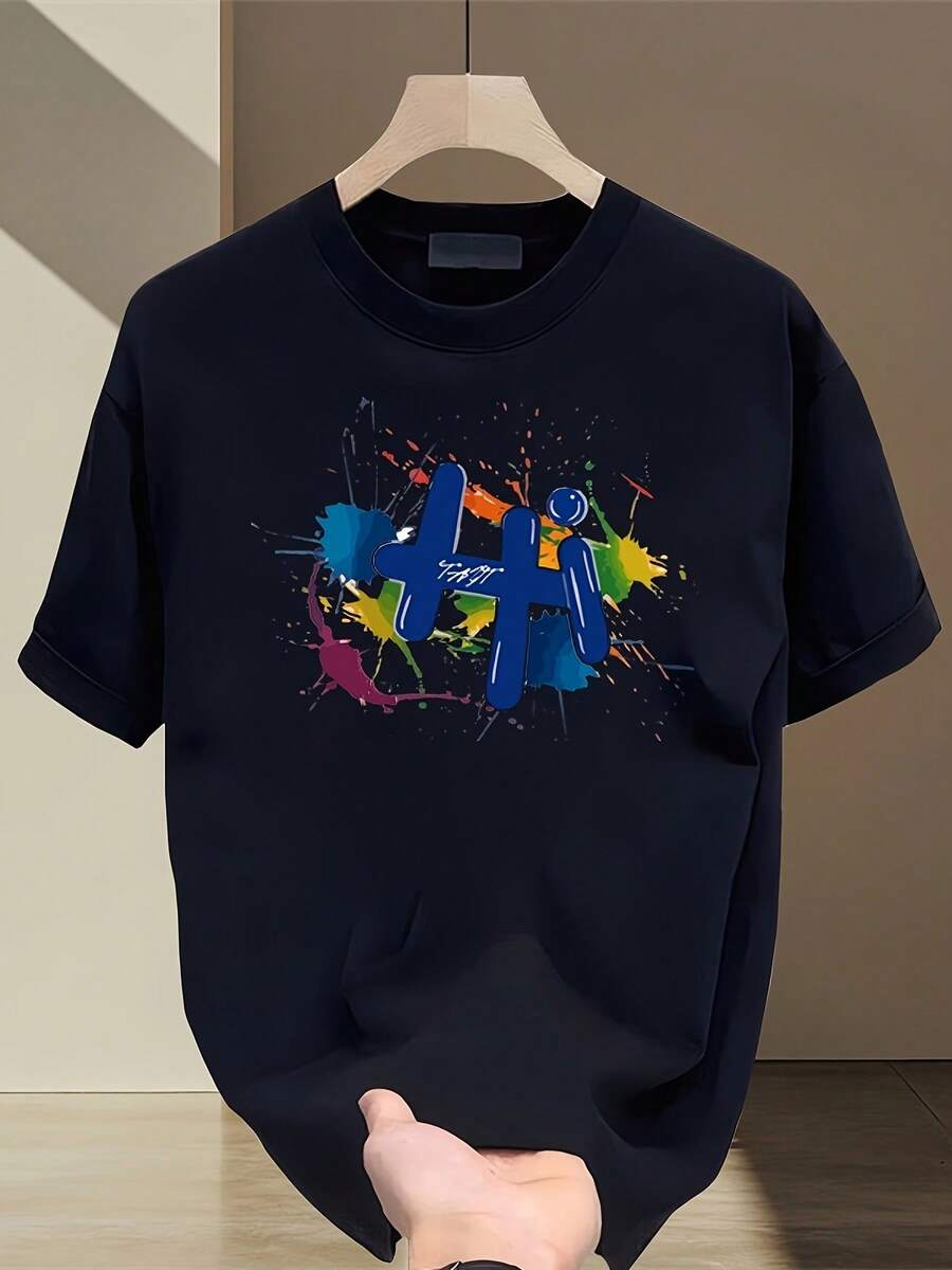 Men's Heavy Cotton T-Shirt - 黑色 - 查看 1