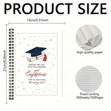 100-Page Graduation Season Exclusive Spiral Notebook, Decorated With Graduation Cap And Scroll Pattern, Accented With Star Elements, Fully Immersive Atmosphere! Suitable For Work Records, Study Notes, Diary Writing, And Also A Thoughtful Gift Choice For Birthdays And Graduations! - C - View 2