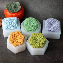 Molde deón de flores en relieve Hexagonal, molde de vela perfumada de flores redondas 3D, diseños florales, molde cuadrado de escayola paraón, decoración del hogar BB9F - Molde para jabón con forma de flor 2 - Ver 6
